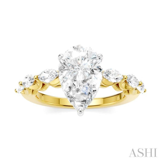 ASHI Pear Shape Semi-Mount Diamond Engagement Ring 192A2PPFHYW-SM-PR2