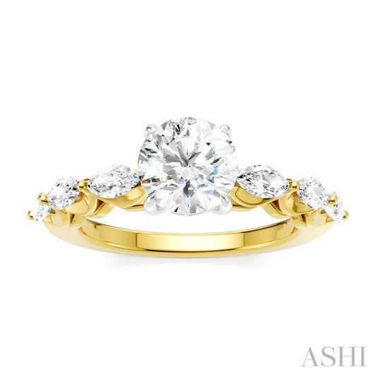 ASHI Round Shape Semi-Mount Diamond Engagement Ring 192A2PPFHYW-SM-RD1