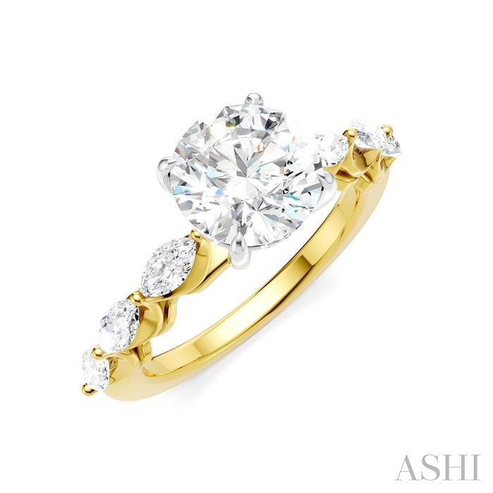 ASHI Round Shape Semi-Mount Diamond Engagement Ring 192A2PPFHYW-SM-RD2