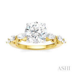 ASHI Round Shape Semi-Mount Diamond Engagement Ring 192A2PPFHYW-SM-RD2