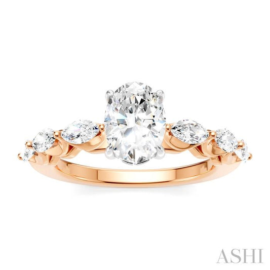 ASHI Oval Shape Semi-Mount Diamond Engagement Ring 192A3PPFHPW-SM-OV1