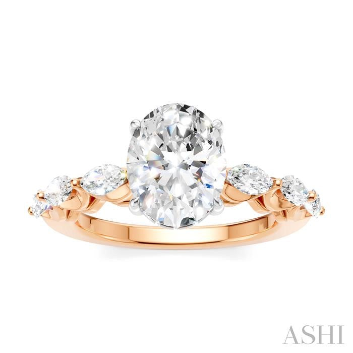 ASHI Oval Shape Semi-Mount Diamond Engagement Ring 192A3PPFHPW-SM-OV2