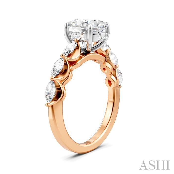 ASHI Oval Shape Semi-Mount Diamond Engagement Ring 192A3PPFHPW-SM-OV2