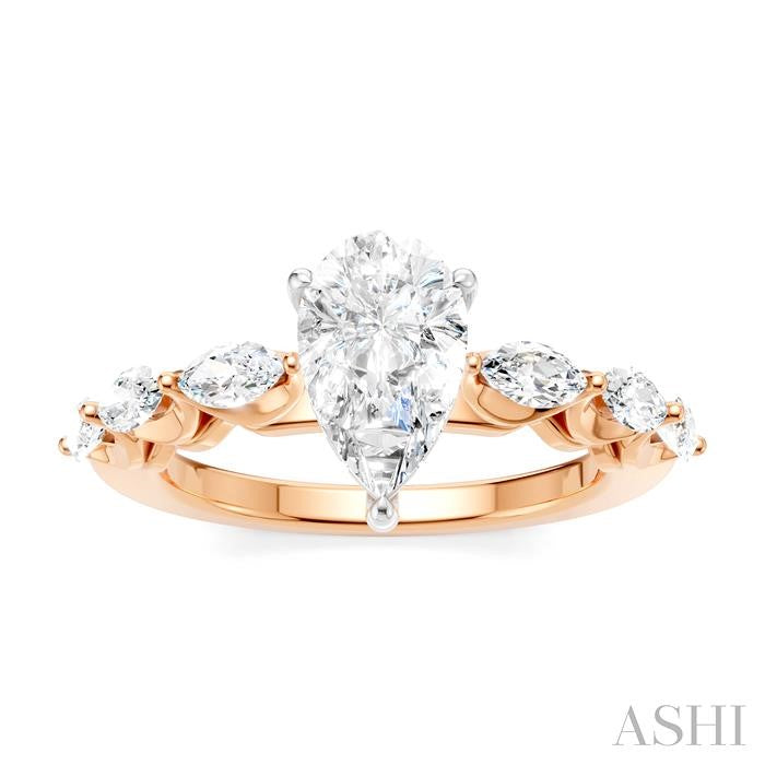 ASHI Pear Shape Semi-Mount Diamond Engagement Ring 192A3PPFHPW-SM-PR1