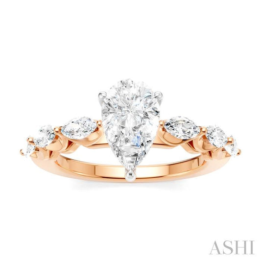 ASHI Pear Shape Semi-Mount Diamond Engagement Ring 192A3PPFHPW-SM-PR1