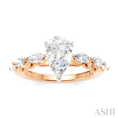 ASHI Pear Shape Semi-Mount Diamond Engagement Ring 192A3PPFHPW-SM-PR1