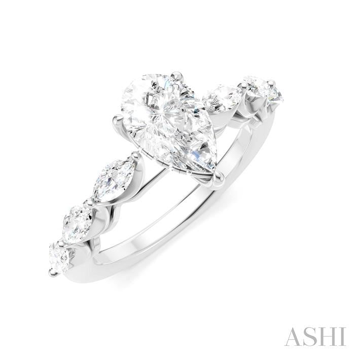 ASHI Pear Shape Semi-Mount Diamond Engagement Ring 192A3PPFHWG-SM-PR1
