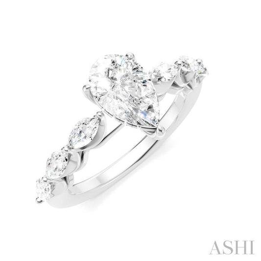 ASHI Pear Shape Semi-Mount Diamond Engagement Ring 192A3PPFHWG-SM-PR1