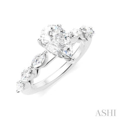 ASHI Pear Shape Semi-Mount Diamond Engagement Ring 192A3PPFHWG-SM-PR1
