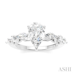 ASHI Pear Shape Semi-Mount Diamond Engagement Ring 192A3PPFHWG-SM-PR1