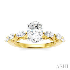 ASHI Oval Shape Semi-Mount Diamond Engagement Ring 192A3PPFHYW-SM-OV1