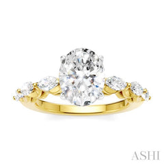 ASHI Oval Shape Semi-Mount Diamond Engagement Ring 192A3PPFHYW-SM-OV2