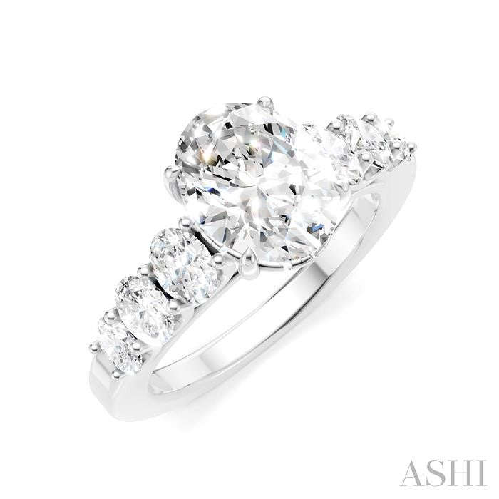 ASHI Oval Shape Semi-Mount Diamond Engagement Ring 192B1PPFHWG-SM-OV2
