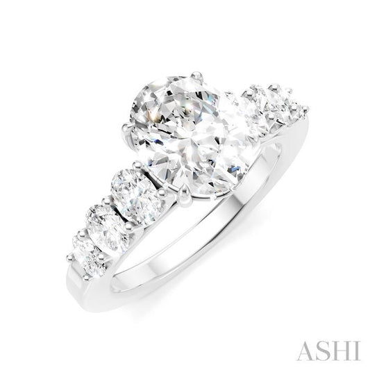 ASHI Oval Shape Semi-Mount Diamond Engagement Ring 192B1PPFHWG-SM-OV2