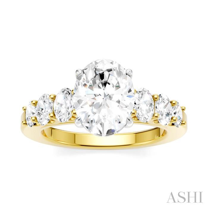 ASHI Oval Shape Semi-Mount Diamond Engagement Ring 192B1PPFHYW-SM-OV2