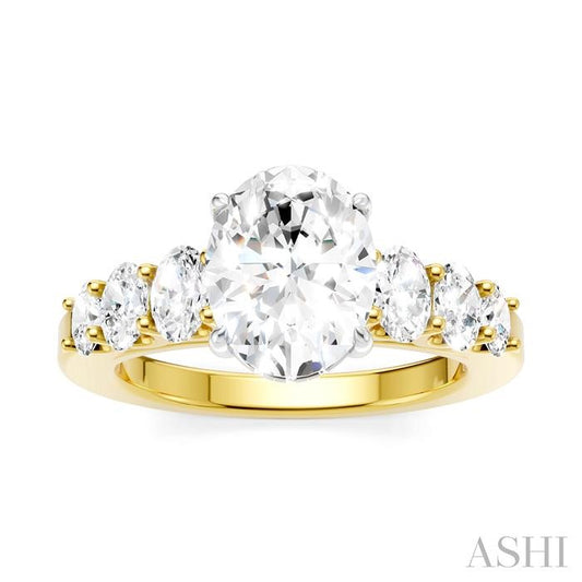 ASHI Oval Shape Semi-Mount Diamond Engagement Ring 192B1PPFHYW-SM-OV2