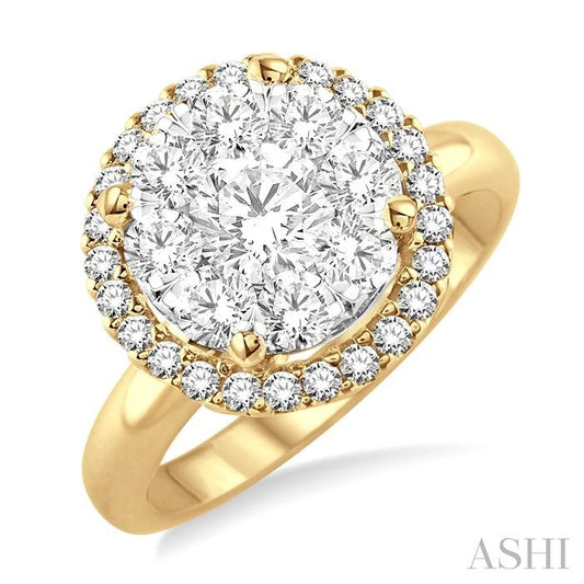 ASHI Round Shape Halo Lovebright Essential Diamond Engagement Ring 19310PPFVYW-LE-1.50
