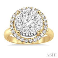 ASHI Round Shape Halo Lovebright Essential Diamond Engagement Ring 19310PPFVYW-LE-1.50