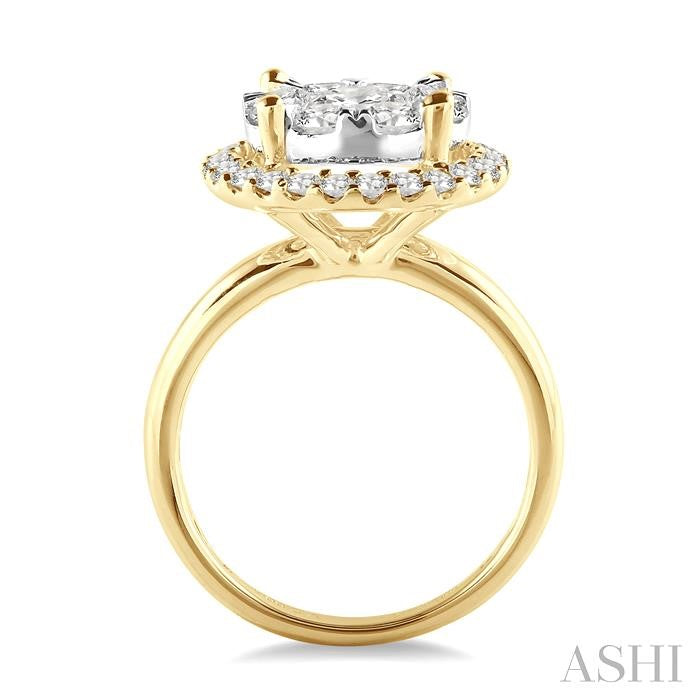 ASHI Round Shape Halo Lovebright Essential Diamond Engagement Ring 19310PPFVYW-LE-1.50