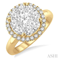 ASHI Round Shape Halo Lovebright Essential Diamond Engagement Ring 19310PPFVYW-LE-2.00