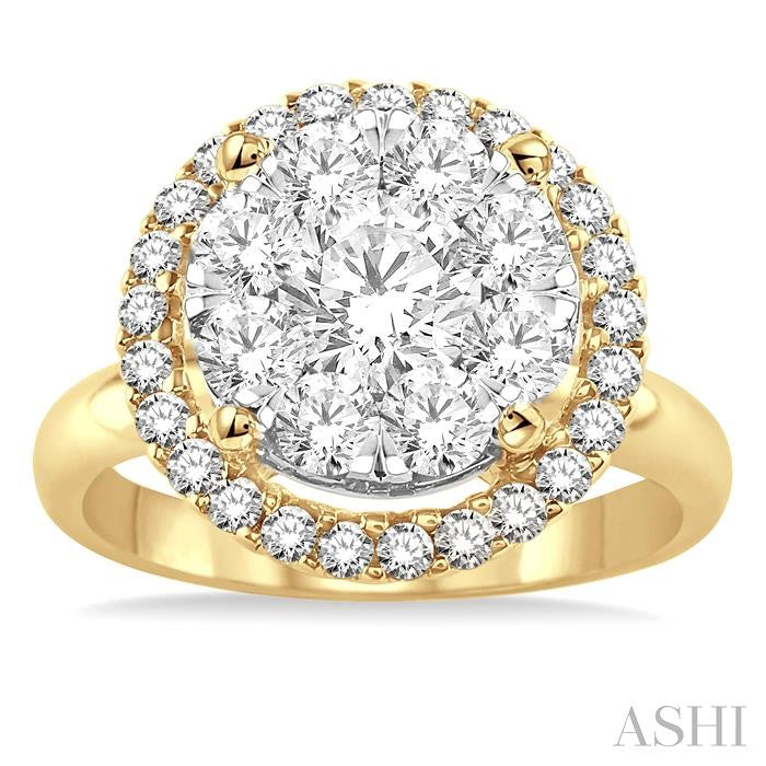 ASHI Round Shape Halo Lovebright Essential Diamond Engagement Ring 19310PPFVYW-LE-2.00