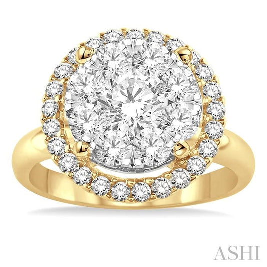 ASHI Round Shape Halo Lovebright Essential Diamond Engagement Ring 19310PPFVYW-LE-2.00