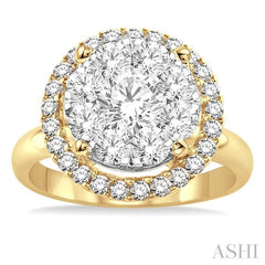 ASHI Round Shape Halo Lovebright Essential Diamond Engagement Ring 19310PPFVYW-LE-2.00