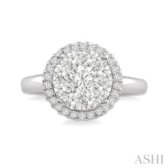 ASHI Round Shape Halo Lovebright Essential Diamond Engagement Ring 19313PPFVWG-LE