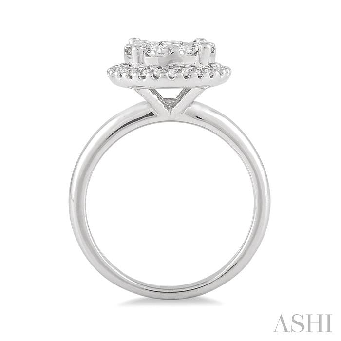 ASHI Round Shape Halo Lovebright Essential Diamond Engagement Ring 19313PPFVWG-LE