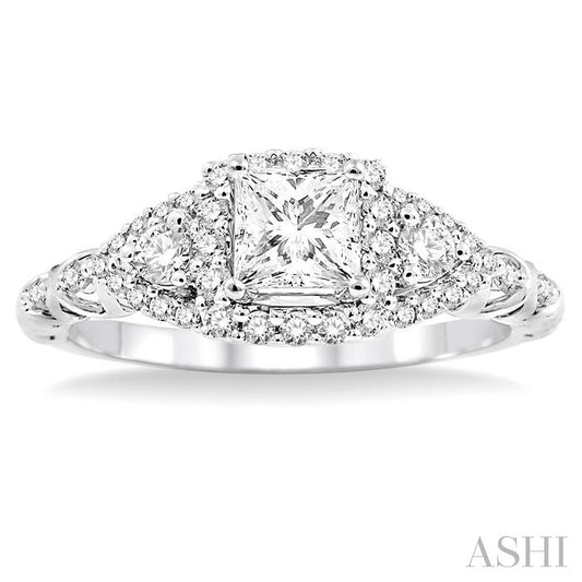 ASHI Princess Shape Halo Diamond Engagement Ring 19343PPFVWG-LE