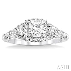 ASHI Princess Shape Halo Diamond Engagement Ring 19343PPFVWG-LE