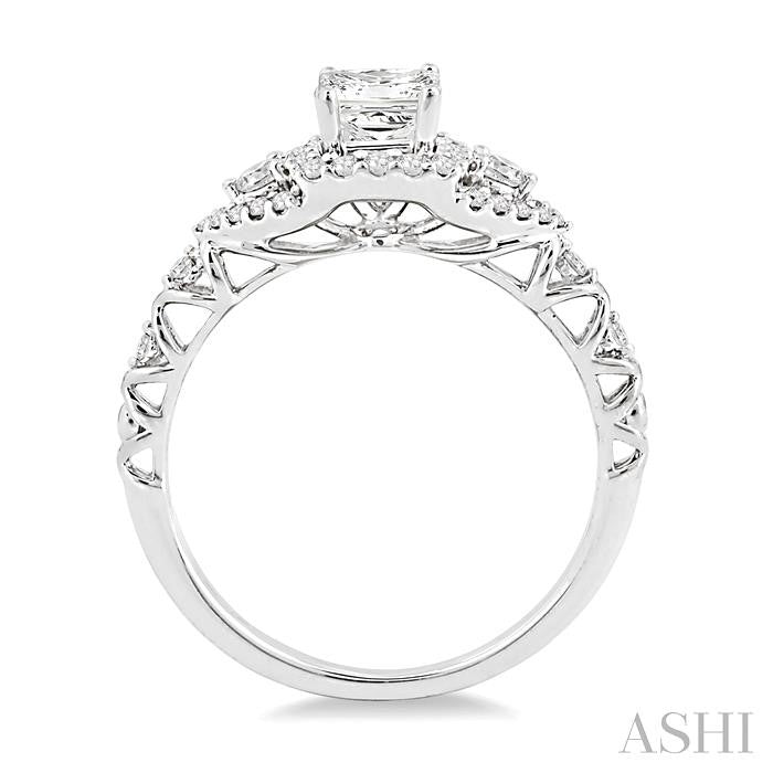 ASHI Princess Shape Halo Diamond Engagement Ring 19343PPFVWG-LE