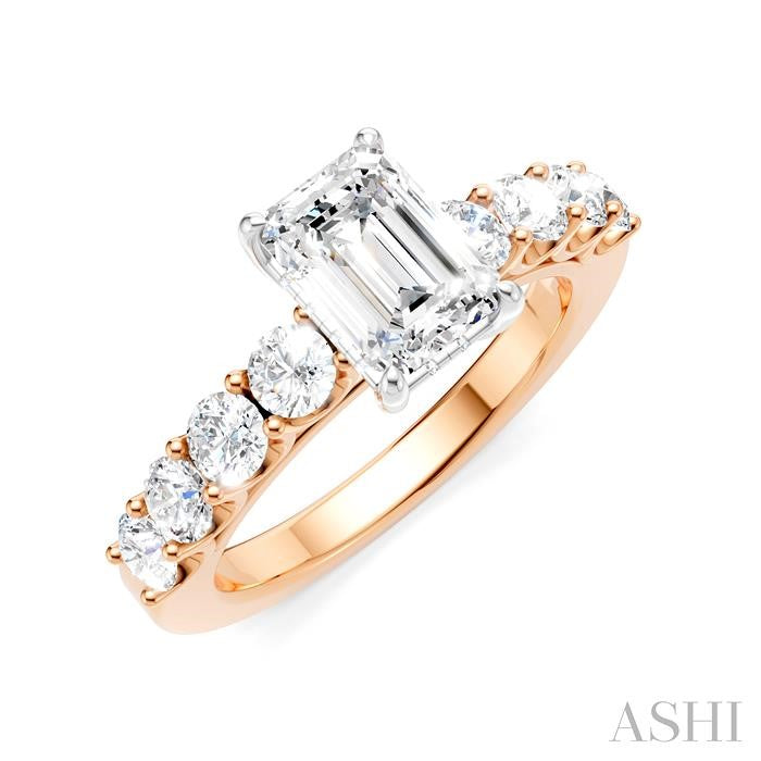 ASHI Emerald Shape Semi-Mount Diamond Engagement Ring 193A2PPFHPW-SM-EM1