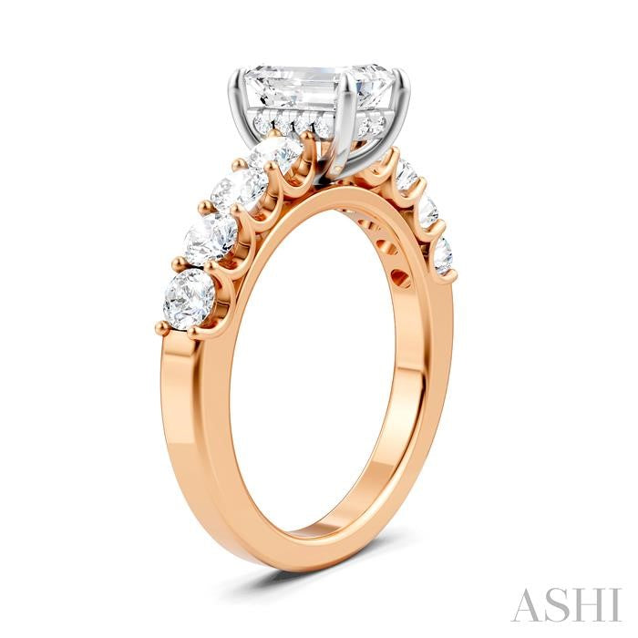 ASHI Emerald Shape Semi-Mount Diamond Engagement Ring 193A2PPFHPW-SM-EM1