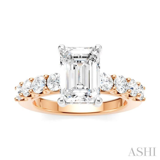 ASHI Emerald Shape Semi-Mount Diamond Engagement Ring 193A2PPFHPW-SM-EM2