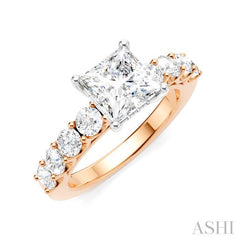 ASHI Princess Shape Semi-Mount Diamond Engagement Ring 193A2PPFHPW-SM-PN1