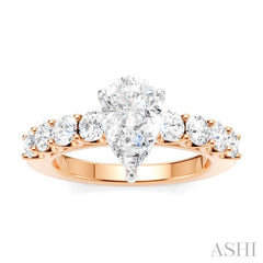 ASHI Pear Shape Semi-Mount Diamond Engagement Ring 193A2PPFHPW-SM-PR1