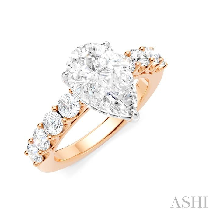 ASHI Pear Shape Semi-Mount Diamond Engagement Ring 193A2PPFHPW-SM-PR2