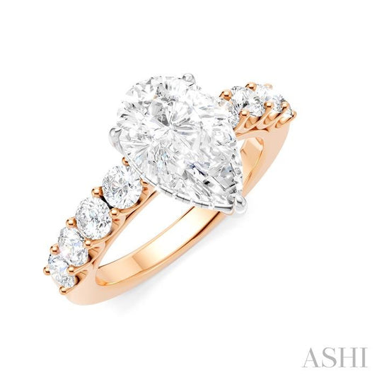ASHI Pear Shape Semi-Mount Diamond Engagement Ring 193A2PPFHPW-SM-PR2