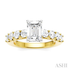 ASHI Emerald Shape Semi-Mount Diamond Engagement Ring 193A2PPFHYW-SM-EM1