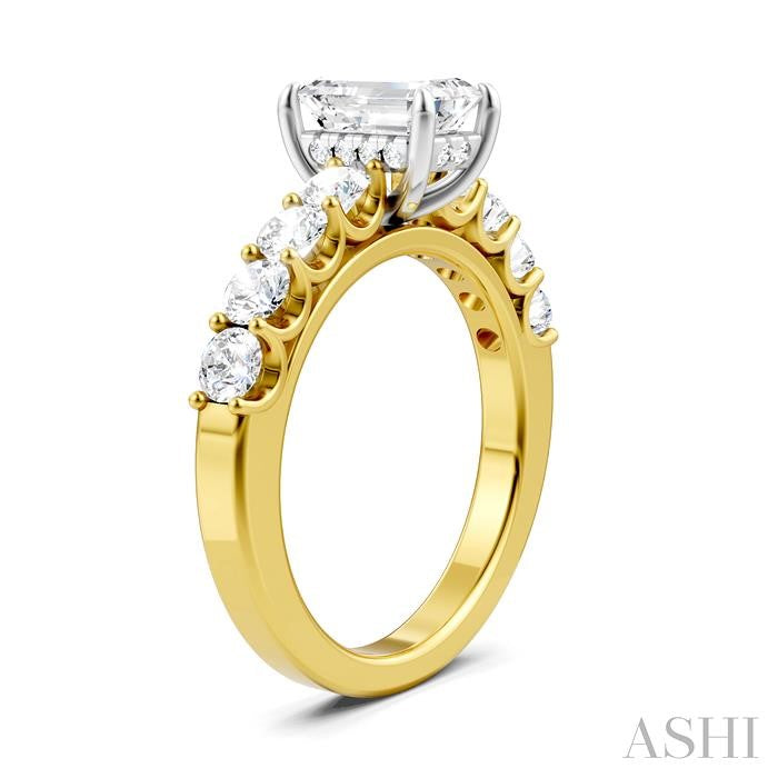 ASHI Emerald Shape Semi-Mount Diamond Engagement Ring 193A2PPFHYW-SM-EM1
