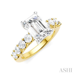 ASHI Emerald Shape Semi-Mount Diamond Engagement Ring 193A2PPFHYW-SM-EM2