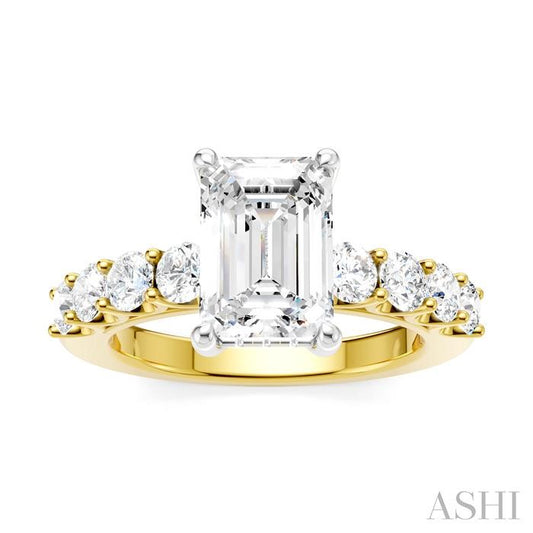 ASHI Emerald Shape Semi-Mount Diamond Engagement Ring 193A2PPFHYW-SM-EM2