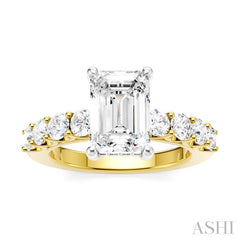 ASHI Emerald Shape Semi-Mount Diamond Engagement Ring 193A2PPFHYW-SM-EM2