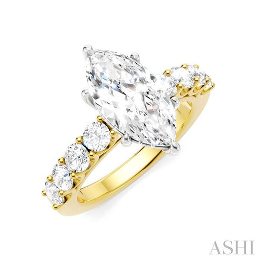 ASHI Marquise Shape Semi-Mount Diamond Engagement Ring 193A2PPFHYW-SM-MQ2