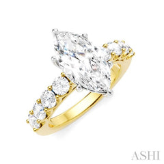 ASHI Marquise Shape Semi-Mount Diamond Engagement Ring 193A2PPFHYW-SM-MQ2