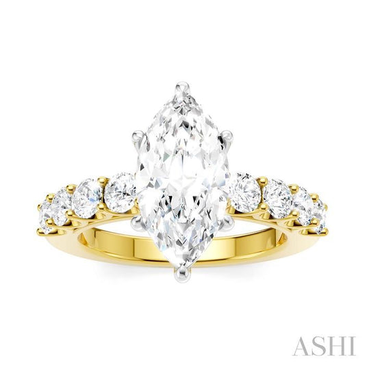 ASHI Marquise Shape Semi-Mount Diamond Engagement Ring 193A2PPFHYW-SM-MQ2