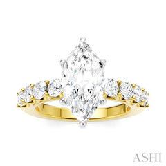 ASHI Marquise Shape Semi-Mount Diamond Engagement Ring 193A2PPFHYW-SM-MQ2