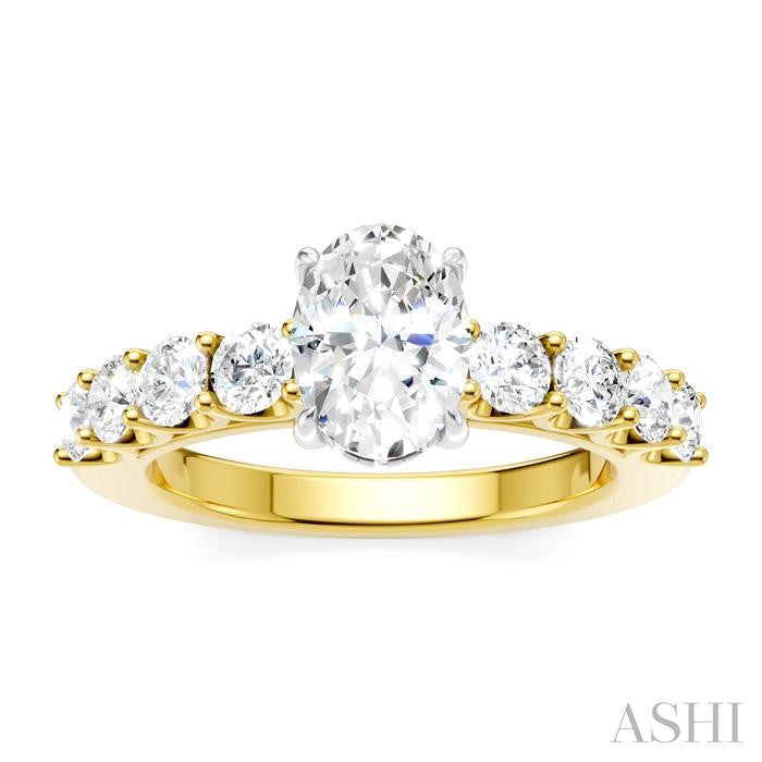 ASHI Oval Shape Semi-Mount Diamond Engagement Ring 193A2PPFHYW-SM-OV1