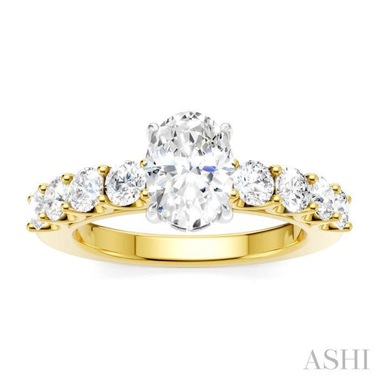 ASHI Oval Shape Semi-Mount Diamond Engagement Ring 193A2PPFHYW-SM-OV1